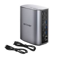 BlitzWolf® BW TH15 17 in 1 USB C Docking Station met Dual HD 4K/60HZ Triple Display USB3.0 USB3.2 10Gbps Dataoverdracht