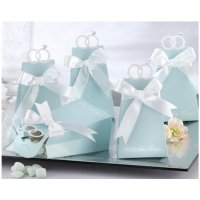 Blue Diamond Ring Style Paper Wedding Candy Boxes