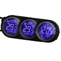 Blue Led Digital Car Inside Outside Thermometer Calendar Clock