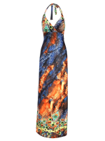 Bohemia Flower Color Chiffon Sleeveless Long Beach Dress