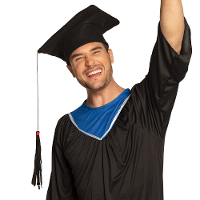 Afstudeer/geslaagd hoedje   zwart   diploma gehaald   doctoraal hoed voor studenten