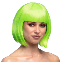 Boblijn pruik   neon groen   dames   verkleden   verkleedpruik   carnaval