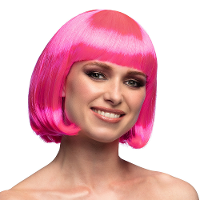 Boblijn pruik   neon roze   dames   verkleden   verkleedpruik   carnaval
