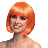 Boblijn pruik   oranje   dames   verkleden   verkleedpruik   koningsdag