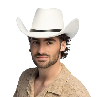 Carnaval Cowboy hoed Bronco   wit   voor volwassenen   Western