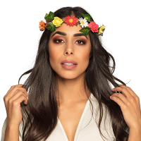 Carnaval/festival hippie flower power hoofdband   gekleurde bloemen/bladeren   haarband