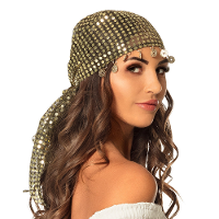 Carnaval verkleed 1001 nacht Buikdanseres   Hoofddoek bandana   zwart/goud   dames