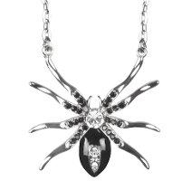 Carnaval/verkleed accessoires Heksen/halloween sieraden   ketting met Spin   zilver   kunststof