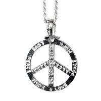 Carnaval/verkleed accessoires Hippie/sixties sieraden   ketting peace teken   zilver