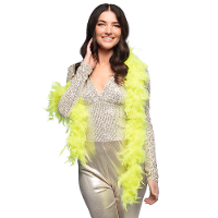 Carnaval verkleed boa met veren   neon geel   180 cm   50 gram   Glitter and Glamour