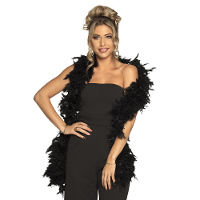 Carnaval verkleed boa met veren   zwart   180 cm   80 gram   Glitter and Glamour