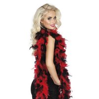 Carnaval verkleed boa   met veren   zwart/rood   180 cm   50 gram   Glitter and Glamour