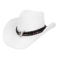 Carnaval verkleed cowboy hoed Rodeo   wit   volwassenen   polyester   Luxe uitvoering