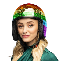 Carnaval verkleed Disco helm   spiegelbal   glitters   regenboog   foam   heren/dames
