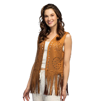 Carnaval verkleed gilet   dames   bruin   themafeest   hippie
