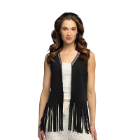 Carnaval verkleed gilet   dames   zwart   themafeest   hippie
