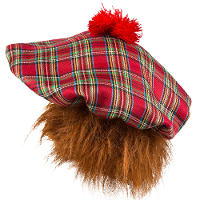 Carnaval verkleed hoed/baret in Schotse ruit   rood   polyester   heren   Schotland   met rood/bruin