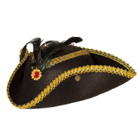 Carnaval verkleed hoed voor een Piraat   zwart/goud   polyester   heren/dames