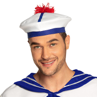 Carnaval verkleed Matroos/matrozen hoedje   maat 59   wit/blauw   voor volwassenen   Maritiem thema