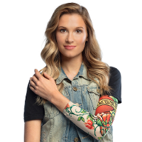 Carnaval verkleed mouwen   Tattoo sleeves roses/love tribal   getatoeerde armen   volwassenen