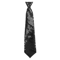 Carnaval verkleed pailletten stropdas   zwart   glitters   40 cm   Foute feest kleding   Glamour