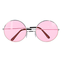 Carnaval/verkleed party bril Lennon   Hippie/sixties thema   roze   volwassenen   ronde glazen