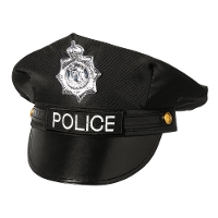 Carnaval verkleed Politie agent hoedje   zwart/zilver   voor volwassenen   Politie thema