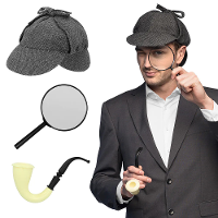 Carnaval verkleed set Detective   Pet/pijp/vergrootglas   Sherlock   volwassenen