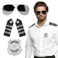 Carnaval verkleed set Politie agent   zonnebril/badge/schouderstukken   volwassenen