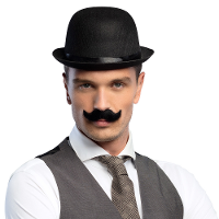 Carnaval verkleed snorren   Aristocraat/Gentleman   zwart   zelfklevende namaak snor