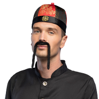 Carnaval verkleed snorren   Aziatisch/Chinees   zwart   zelfklevende namaak snor