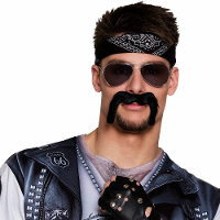 Carnaval verkleed snorren   Biker/Rocker   zwart   zelfklevende namaak snor