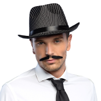 Carnaval verkleed snorren   Gangster   zwart   zelfklevende namaak snor