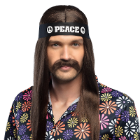 Carnaval verkleed snorren   hippie   old school   donkerbruin   zelfklevende namaak snor
