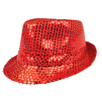 Boland Carnaval verkleed trilby hoedje   pailletten   Rood   volwassenen   Glitter and Glamour