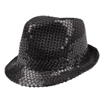 Boland Carnaval verkleed trilby hoedje   pailletten   Zwart   volwassenen   Glitter and Glamour