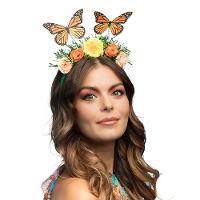 Carnaval verkleed Tropisch diadeem   met vlinders en bloemen   kunststof   dames   hoofdband