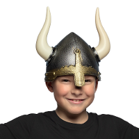 Carnaval verkleed Viking helm   zilver/wit   met grote hoorns   kunststof   kinderen