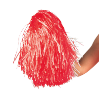 Cheerballs/pompoms   1x   rood   met franjes en ring handgreep   28 cm