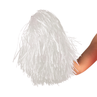 Cheerballs/pompoms   1x   wit   met franjes en ring handgreep   28 cm