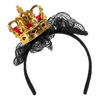 Diadeem Queen   rood/goud   kunststof   dames   haarband   tiara