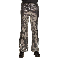 Disco broek   zilver   heren   carnaval   disco thema   disco kleding   glimmend