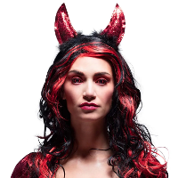 Boland Duivel hoorntjes   rood met glitters   diadeem   haarband   halloween
