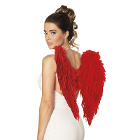 Engel/duivel vleugels   rood   50 cm   polyester   verkleed vleugels   engelen