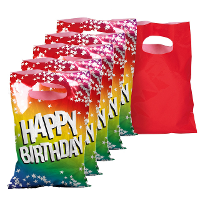 Feestzakjes Happy Birthday   6x stuks   23 x 15 cm   uitdeelzakjes   traktatie zakjes   snoepzakjes