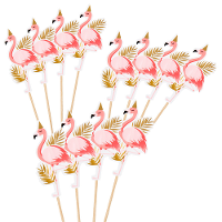 Flamingo thema hapjes cocktailprikkers   12x stuks   kaasprikkertjes   Tropisch Hawaii sfeer