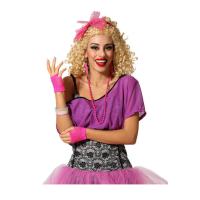 Foute 80s/90s party verkleed accessoire set   neon roze   7 delig   jaren 80/90 thema feestje
