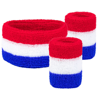 Haarband met zweetbandjes   rood/wit/blauw   dames/heren   Holland fan/suppporters