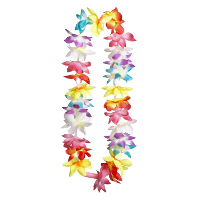 Hawaii krans/slinger   Met LED lichtjes   Tropische/zomerse kleuren mix   Bloemen hals slingers