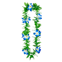 Hawaii krans/slinger   Tropische kleuren mix groen/blauw   Bloemen hals slingers